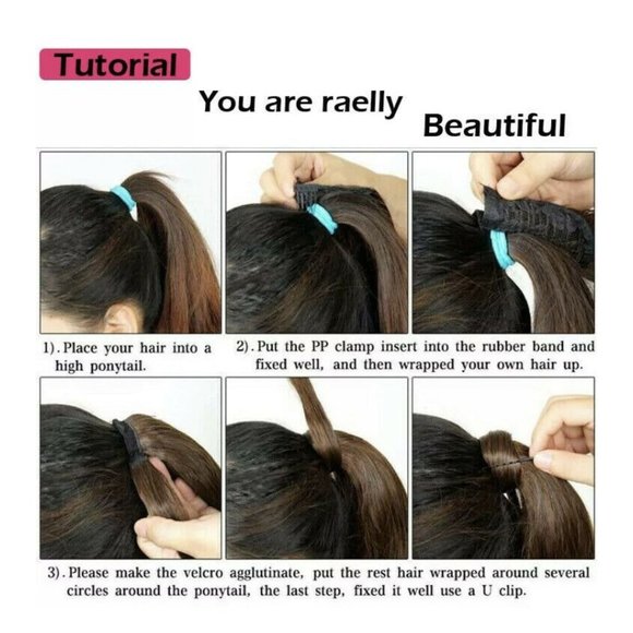 Ponytail Wrap Around Hair Piece Long Straight 22 Inch MMZ-22 Color 2 - Picture 6 of 12